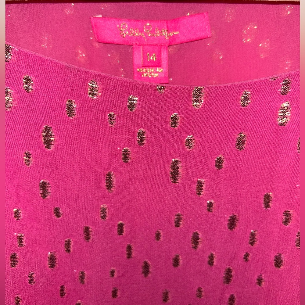BNWOT Lilly Pulitzer Pink & Gold Tank Top Blouse. Size 14. - Picture 2 of 4